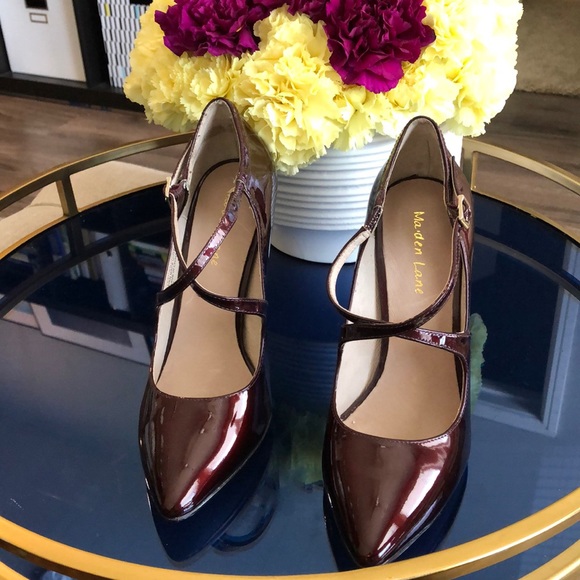 Maiden Lane Shoes - Maiden Lane Helen Crisscross Patent Pumps